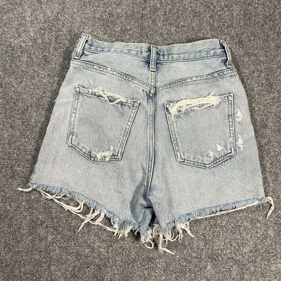 AGOLDE Dee Denim Shorts Womens 24 Thrashed Button Fly High Rise Jean Distressed - Picture 2 of 10